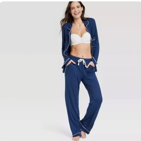 🌞2 for $35 Stars Above Women's Navy Blue Long Sleeve Pant Set Sz XS - Picture 5 of 7